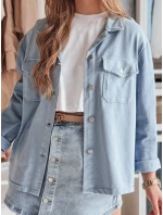 Dámská košilová bunda OVERBOR modrá FashionStreet TY4887 Dámská košilová bunda OVERBOR modrá FashionStreet TY4887