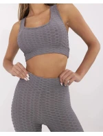 Tmavě šedý dámský sportovní komplet - top a legíny 5448