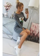 Šaty s potiskem Love v grafitové barvě Šaty s potiskem Love v grafitové barvě