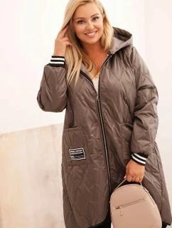 Dámská bunda Plus Size prošívaná s kapucí a sportovními manžetami fango