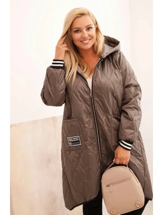 Dámská bunda Plus Size prošívaná s kapucí a sportovními manžetami fango