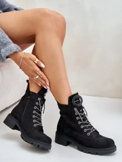 Zateplené boty s ozdobným šněrováním Vinceza Černé