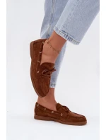 Dámské polobotky mokasíny se šněrováním Calivra – camel