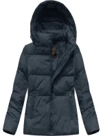 Tmavě modrá krátká dámská zimní prošívaná bunda (7694) Tmavě modrá krátká dámská zimní prošívaná bunda (7694)