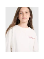 Dívčí tričko oversize s potiskem a dlouhým rukávem 4F 4FJRAW25TLONF589-11S