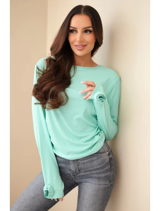 Dámská pruhovaná blůza s nařasením na boku mátová