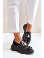 Zazoo 20176 Lakované Polobotky Mokasíny Dámské Z Přírodní Kůže Tmavě Zelené