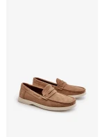 Pánské Eco Suede mokasíny Béžová Rivanell