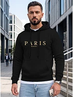 Pánská mikina s kapucí a potiskem PARIS, černá, FashionStreet NX5147BX Pánská mikina s kapucí a potiskem PARIS, černá, FashionStreet NX5147BX