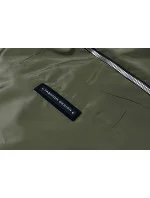 Tenká dámská bunda v khaki barvě s ozdobnou lemovkou (B8145-11)