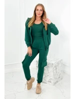 Set 3 v 1 mikina + top + kalhoty zelený