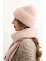 Dámský komplet čepice a dlouhého šálu z měkké příze pudrově růžový Dámský komplet čepice a dlouhého šálu z měkké příze pudrově růžový