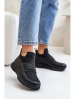 Sportovní Boty Na Platformě Kožené Černé Artiker 55C0035