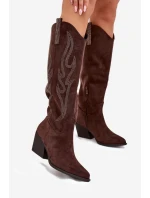 Dámské Kavalírské Boty Se Zdobením Na Podpatku Čokoládové Jovina