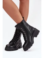 Dámské workery kotníkové boty na klínku zateplené s písmenem F černé Lurina