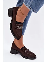 Dámské mokasiny z přírodního semiše na nízkém podpatku Vinceza 18127 Čokoládové