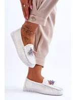 Dámské prolamované kožené mokasíny Bílé Lanzarot Dámské prolamované kožené mokasíny Bílé Lanzarot