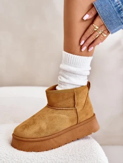 Nízké dámské sněhule na platformě zateplené kožíškem Camel Saldren