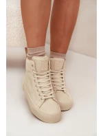 Dámské zateplené tenisky na platformě Big Star – béžové Dámské zateplené tenisky na platformě Big Star – béžové