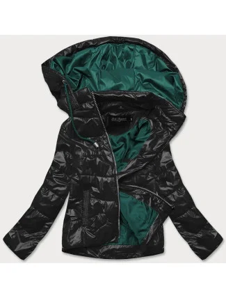 Černo-zelená dámská bunda s barevnou kapucí (BH2005) Černo-zelená dámská bunda s barevnou kapucí (BH2005)