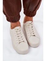 Nízké Dámské Tenisky Z Eko Kůže Big Star NN274578 Béžové Nízké Dámské Tenisky Z Eko Kůže Big Star NN274578 Béžové