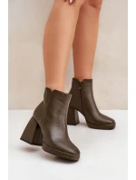 Kotníkové boty na vysokém sloupkovém podpatku z ekologické kůže tmavě zelené Selarae Kotníkové boty na vysokém sloupkovém podpatku z ekologické kůže tmavě zelené Selarae