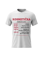 Dámské bavlněné tričko s potiskem - HODINOVÁ SAZBA KOSMETIČKA - bílé