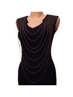 KIMI Luxusní dámské společenské šaty zdobené řetízky černé - Černá - Kimi&Co