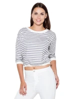 Dámská halenka K204 šedo/bílá - Katrus Dámská halenka K204 šedo/bílá - Katrus