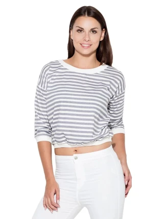 Dámská halenka K204 šedo/bílá - Katrus Dámská halenka K204 šedo/bílá - Katrus