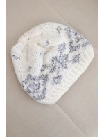 Dámská zimní čepice s norským vzorem a silným pletením K351 bílá+tmavě šedá