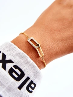 Dámský náramek celebrity ocel s kubickými zirkony zlato