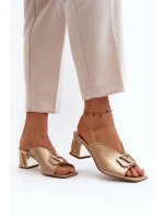 Elegantní dámské sandály na podpatku Laura Messi 2771 zlaté