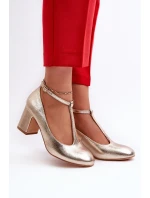 Lodičky Z Eko Kůže Na Podpatku Zlaté Raniyah