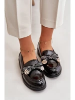 Lakovane Dámské Mokasíny S Mašlí Černé S.Barski HY42-331A
