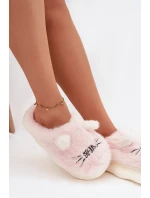 Dámské huňaté pantofle s motivem úsměvu – růžové Lexira