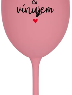 MILUJEM & VÍNUJEM - ružový pohár na víno 350 ml