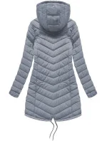 Tmavě modro-šedá oboustranná dámská zimní bunda s kapucí (w214big)
