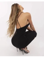 Černé bavlněné dámské šaty bez zad (7562)