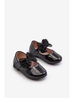 Lakové dětské baleríny na suchý zip s mašlí černé Olessa Lakové dětské baleríny na suchý zip s mašlí černé Olessa