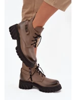 Zazoo 60483 Dámské Kožené Kotníkové Boty S Nízkým Zatepleným Svrškem Béžové