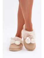 Dámské Pantofle S Kožešinou Béžové Nartani