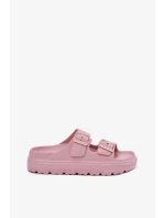 Dámské pěnové pantofle na platformě – růžové