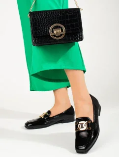 Krásné dámské černé polobotky bez podpatku