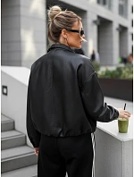 Dámská bunda z ekokůže oversize s vysokým límcem černá FashionStreet TY5651