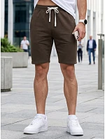 Pánské teplákové kraťasy s tkaničkou, hnědé, FashionStreet SX2628 Pánské teplákové kraťasy s tkaničkou, hnědé, FashionStreet SX2628