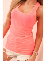 Dámská tílko z bavlny s kulatým výstřihem neonově růžový