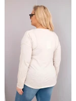 Dámská blůza Plus Size s potiskem Love You More béžová