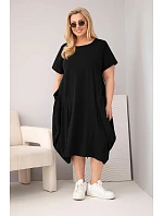 Dámské šaty Plus Size bavlněné s kapsami černá