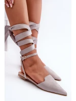 Šedé baleríny z ekologického semiše s špičatými špičkami Ellesara